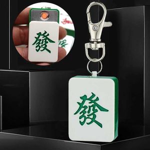 Isqueiros novo criativo estilo mahjong usb isqueiro portátil chaveiro acessórios à prova de vento arco engraçado entretenimento fumar brinquedos