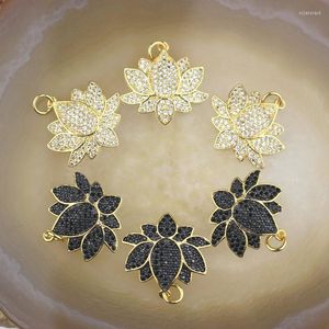 Charms 20mm 10st/Lot Design CZ Plating Pendant Charm Lotus Flower Shape Cubic Zirconia Fashion Jewelry Wholesale