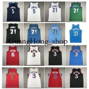 S GH 21 Kevin Garnett Timberwoe Basketball Jersey Minnesotas Anthony Edwards Mitch and Ness Sixer 3 Allen Iverson 6 Julius Erving先祖返り