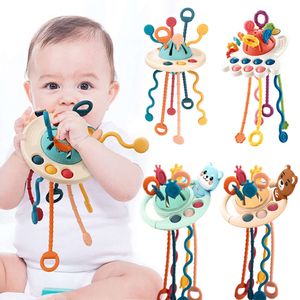 Novo montessori puxar corda brinquedos sensoriais bebê 6 12 meses silicone atividade brinquedos desenvolvimento brinquedos educativos para o bebê 1 a 3 anos