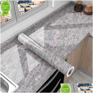 Wallpapers 80Cm Width Marble Self Adhesive Wallpaper Vinyl Wall Stickers Waterproof Contact Paper For Kitchen Decorative Film Home D Dhaqi