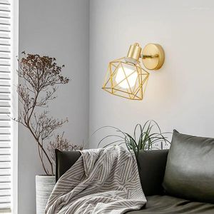 Vägglampa 3D tredimensionell diamant gyllene metall och glasdekorativ personlig jul hängande ornament lampor