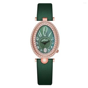 Avanadores de pulso Wokai Luxo de moda de alta qualidade cheia de diamante em forma de coração Lady Lady Quartz Belt Watch Girl Student Prom Relógio