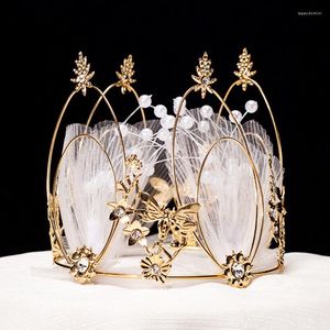 Haarspangen, Feder, Metall, Perle, Krone, Kuchendeckel, rund, Backen, Dekorieren, Partyzubehör, kleines Diadem, Ornamente, Schmuck, schönes Geschenk