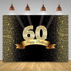 Party Decoration Custom Name 60 Ålder Glitter Silver Black Backdrops Birthday Gold Dots Banner Po Studio Bröllopsdag