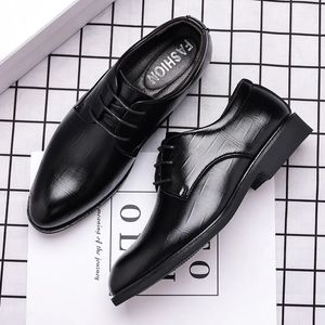 Dress Shoes Men Shoes Fashion Mature Man Pu Leather Lace-Up Shoes Casual Business Pointed Toe Loafers Solid Colors Working Shoes 231123