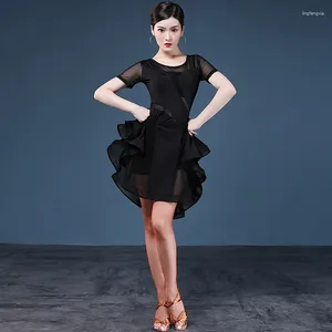 Stage Wear Sexy And Modern Lace Dress Latin Dance Clothing Female Adult 2023 Summer Short-Sleeved Table Costume