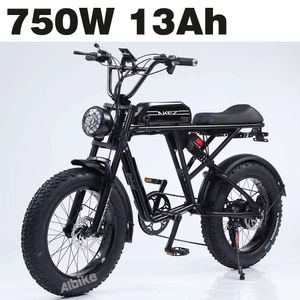 AB stok off-road yetişkinler için elektrikli bisiklet 20 inç kar ebike 750W motor çıkarılabilir 48V 13AH lityum pil ile 7 hız