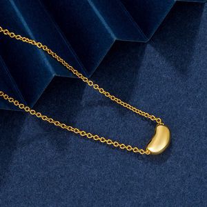 Marka projektanta złota platforma fasolka acacia i srebrny naszyjnik samicy proste temperament wszechstronny luksusowy łańcuch obojczyka L46G