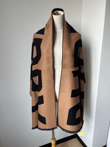 New Scarf Designers 100% Cashmere Scarves Brown Shawls With Big BLetter Korean Thickened & Wrap Warm Scarf For Winter