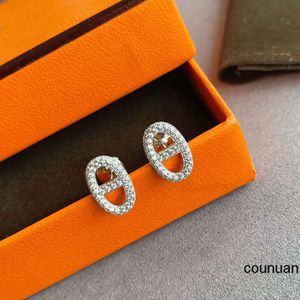 Orecchini a bottone di design Orecchini a bottone pendenti per donne Orecchini di lusso di marca H Classico con brillante cristallo di diamanti Fascino Orecchini di fidanzamento di moda Lady We