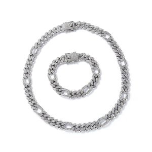 Halsband för herrkedja kubansk länk Guldkedjor Iced ut smycken Nya 3: 1 Full Diamond Round Chain Cuban Chain Male Hiphop