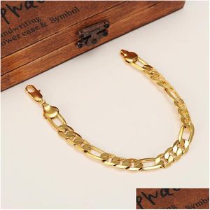 Bangle Bangle Gold Bracelets 21Cm Figaro Chain Link Trendy Women Men Jewelry Wholesale Wedding Bridal Gifts Partybangle Drop Delivery Dhcw9