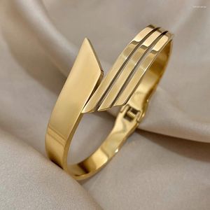 Bangle Chunky Gold Color For Men Women Cross Opening Bracelets Luxury Wide Wristband Jewelry Gift