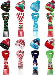 Christmas Decorations Festive LED Lighted Hat and Scarf Set Latest Pattern Collection for Autumn Winter Celebrations 231122