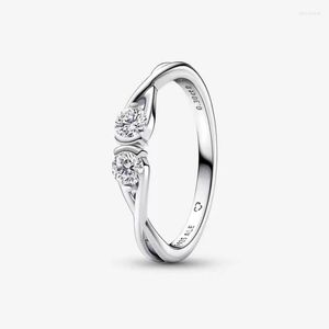 Pierścienie klastra pan2023 wstawka blask cyrkon luksusowy pierścionek 925 Srebrna moda impreza dla kobiet biżuteria walentynki prezent urodziny