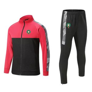 Marocko Men's Tracksuits Winter Outdoor Sports Warm Training Clothing Soccer Fans Full Zipper Long Sleeve Sports Suit Jogging276o