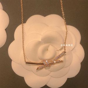 Designer smyckemärke halsband knut set med diamanter 925 silver anpassningsbar 18k sann guld krage
