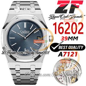 ZF 16202 50 -årsjubileum A7121 Automatisk herrklocka 39mm Blue Textured Dial Stick Markers Rostfritt stål SS -armband Super Edition TrustyTime001WristWatches