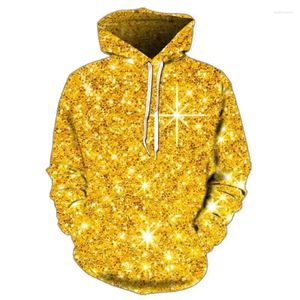 Herrtröjor 2023 Golden Light 3D huvtröja personlighetstrend abstrakt höst och vinter långärmad hoodie