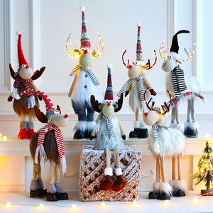 Juldekorationer stor stående älg docka med ljus jul infällbar renar docka jul barn present navidad träd prydnad år hem dekor 231122