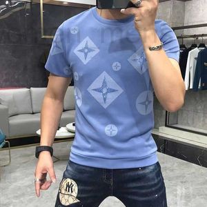 Men's T-Shirts designer T Shirts Luxury Printing Mercerized Cotton Mens Slim Tees Fashion Designer Round Collar Short Sleeve Wholesale Clothing Pink M-5XL MSC1