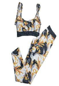 Floral Print Sports Outfit Womens Sleeveless Running Tracks Desuits Designer Breattable Gym Wear Spring Summer Yoga Leggings7509410