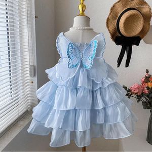 Kız Elbiseler Moda Bebek Prenses Sling Elbise Bebek Toddler Çocuk Kolsuz Yaz Kek Vestido Kelebek Frocks Giysileri 1-10y