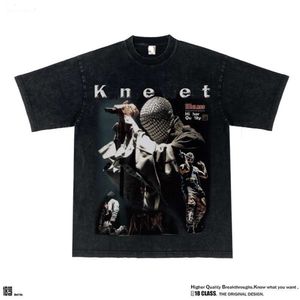 T-shirt a maniche corte OG in cotone lavato con stampa hip hop classica di lusso firmata KanyeS, casual e confortevole