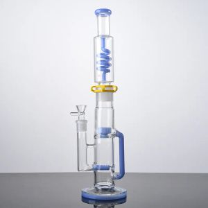 High Freezable Straight Tube Bongs Build Hookahs Inline Perc Colorful Green Blue Dab Rigs Water Pipes Heady Glass Bongs With 18mm Joint BJ