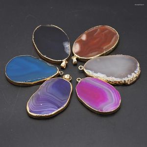 Pendant Necklaces Natural Onyx Charms Pendants Multi Colorful Slice Irregular Agates Crystal Stone Healing For DIY Necklace Jewelry Making