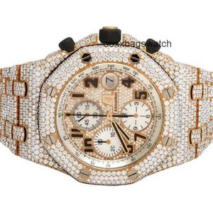 Relógios de luxo suíços Audemar Pigue Relógio de pulso Royal Oak Offshore Relógio mecânico automático 18k ouro rosa offshore 42 mm tijolo vs diamante 36,0 ct Wn-3nvt
