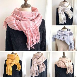 Scarves Soft Imitation Cashmere Korean Long Plaid Tassels Scarf Winter Comfortable Thicken Warm Shawl Wrap Luxury Female Bandana