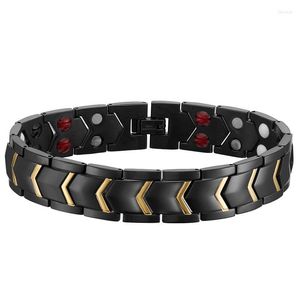 Link Bracelets High Quality Black Color Stainless Steel Chain For Men On The Hand Punk Accessories Jewelry Women Gifts 2023 Trending