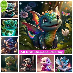 New Cute Dragon 5D AB Diamond Painting Mosaic Embroidery Cartoon Animal Cross Stitch Handmade Craft Rhinestones Home Decor Kids Gift