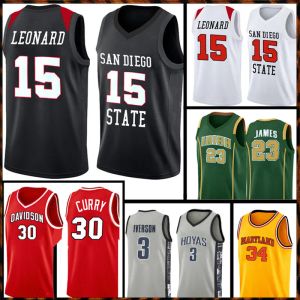 كلية سان دييغو الأزتيك كولي 15 ليونارد جيرسي NCAA 30 كاري 35 Durant 23 James LeBron Basketball Jerseys 99 88