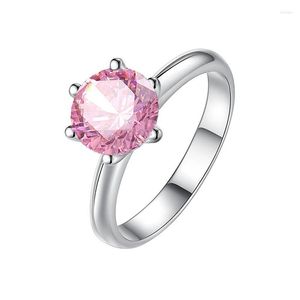 Cluster Ringe ZFSILVER Fashion Trend 925 Silber Klassisch Einfach Rosa Moissanite Farbe D 4 Ring Damen Accessoires Charm Hochzeitsschmuck