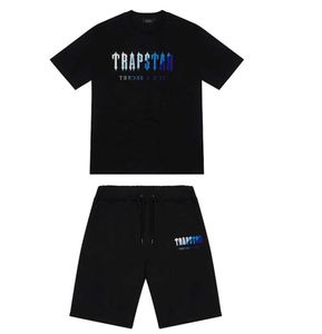 トラップスターニューロンドンTシャツチェストホワイトブルーカラータオルメンズシャツとショートパンツ高品質のカジュアルストリートシャツブリティッシュファッションニューブランドスーツ