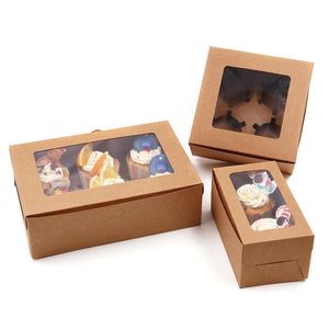 Confezione regalo 10PCS 2/4/6 fori Kraft Paper Cupcake Packing Box Muffin Wedding Party Case Holder GHS99