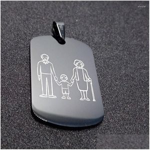 Jewelry Pendant Necklaces Stainless Steel Tag Love Heart Grandpa And Grandma Child Grandson Family Necklace Grandparents Children Jewe Dhgwm