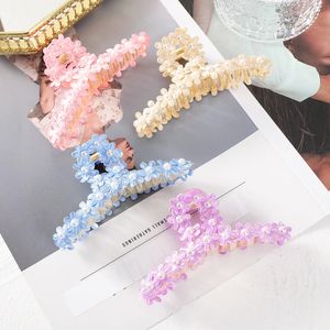 gold hoops for hair Pearl FlowerHair Claw Pink Sweet Hairpin Crab For Women Simple Ponytail Hair Clips Fashion Summer Hair Accessories