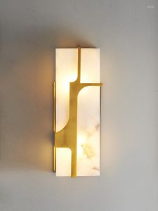 Duvar lambası Cuboid Mermer LED Sconce Sanat Tasarımı Oturma Odası Yatak Odası Hafif Altın Metal Yüzey Mounta EL Eşsiz Aydınlatma