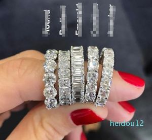 Eternity Promise Ring Diamond Stone Silver Engagement Wedding Band Rings for Women Men smycken