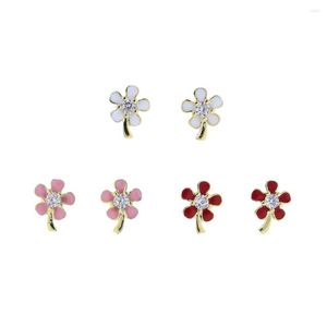 Studörhängen 2023 Spring Colorful Emamel Liten Flower Earring Gold Lovely Girl Women