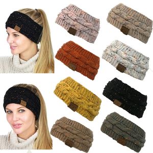 Luxur Winter CC pannband headwrap hat cap Svart färgglad konfetti kabel stickad vinter öron varmare huvud wrap för kvinnliga flickor damer grossistpris