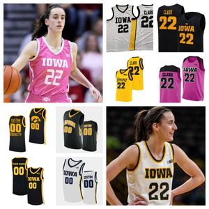 Iowa „Hawkeyes“ Basketball-Trikot, NCAA College, Caitlin Clark, Größe S-4XL, All Ed, Jugend, Herren, Weiß, Gelb, runde V-Farbe