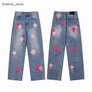 23ss New Men's Jeans Designer Make Old Washed Chrome Straight Trousers Heart Letter Prints Long Style Hearts Purple Jeans Chromees Hearts 820