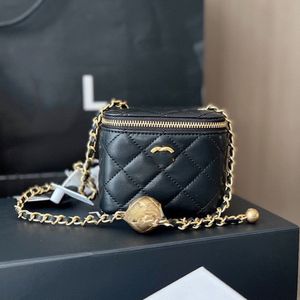 Luxury Box Bag Golden Ball Chain Diamond Grid Leather Bag Mini Square Bag Womens Designer Crossbody Bags