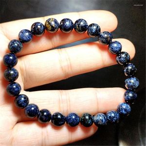 Strand Genuine Blue Natural Pietersite Bracelets homens Mulheres esticam pulseira de pedra redonda de contas 7,5 mm