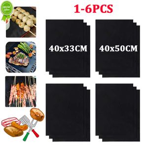 Ny 1-6 st icke-stick BBQ Grillmatta 40*33 cm bakmatta BBQ Tools Matlagning Grillplåt Värmemotstånd Lätt rengörda köksverktyg